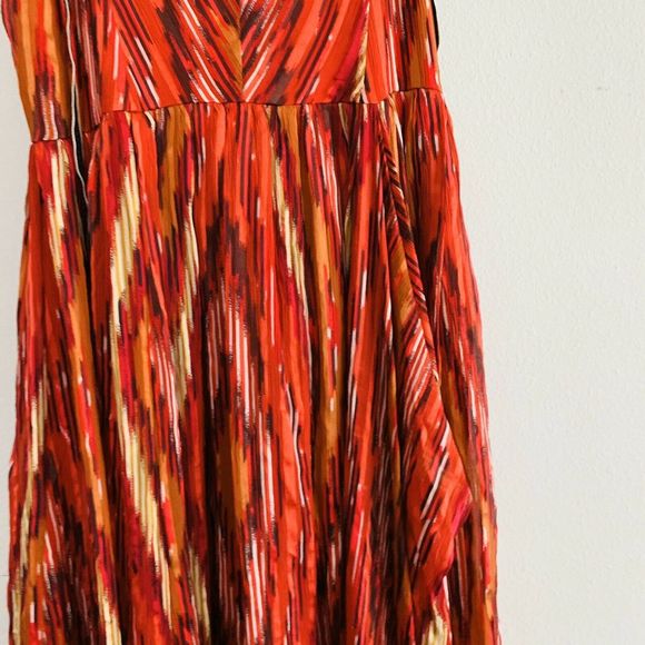 BCBGMaxazria Runway Silk Red Fit Flare Midi Dress - Picture 3 of 4